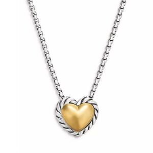 David Yurman Cable Cookie Classic Heart Necklace with 18K Yellow Gold